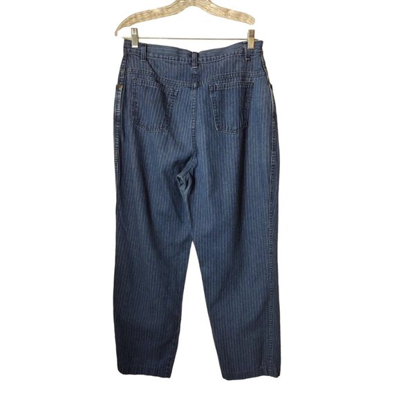 Carriage Court Jeans Womens 16 Straight Leg Pleated Front Striped Vintage - Picture 2 of 11
